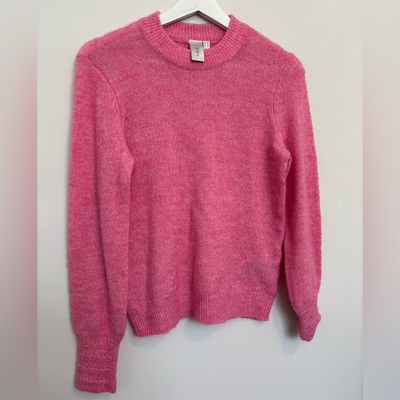 YAS Los Angeles Vibrant Pink Crew Neck Sweater - Picture 1 of 6
